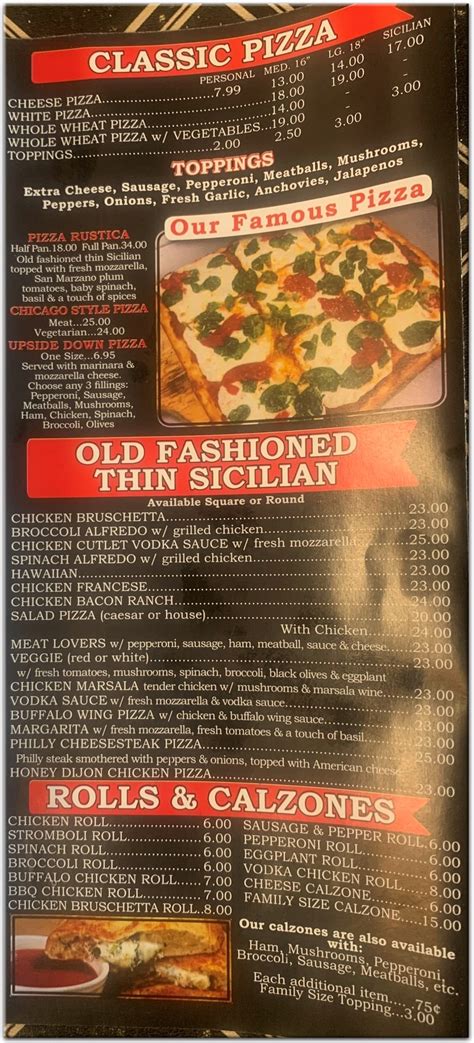 Classic Pizza Menu .